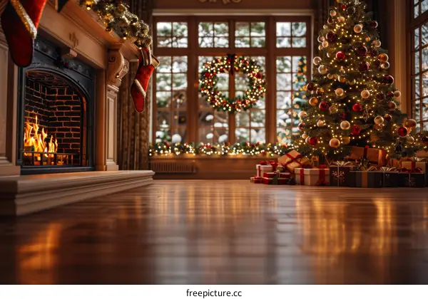 Christmas-Themed Living Room with Presents