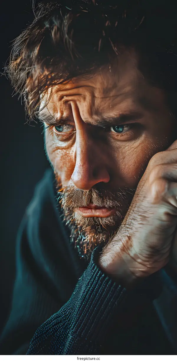 Portrait of a man with a beard and blue eyes