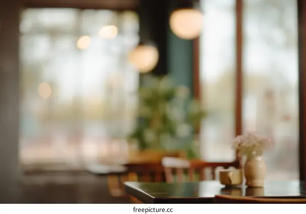 Blurred cafe interior with daylight