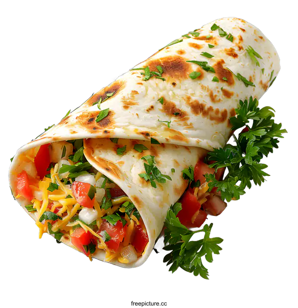 [Transparent Background PNG]Grilled Vegetable Burrito on White Background