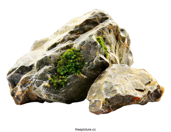 [Transparent Background PNG]Close up of Grey Rocks with Green Moss