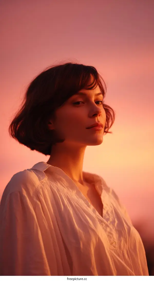 Woman in Soft Light at Sunset