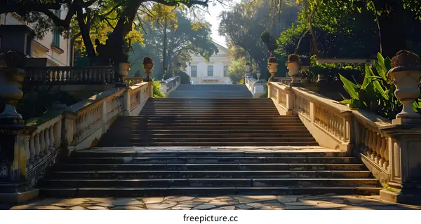 Stairway leading up to a villa