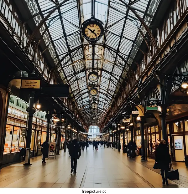 Glass Ceiling Interior Of A Historic Building In Budapest
