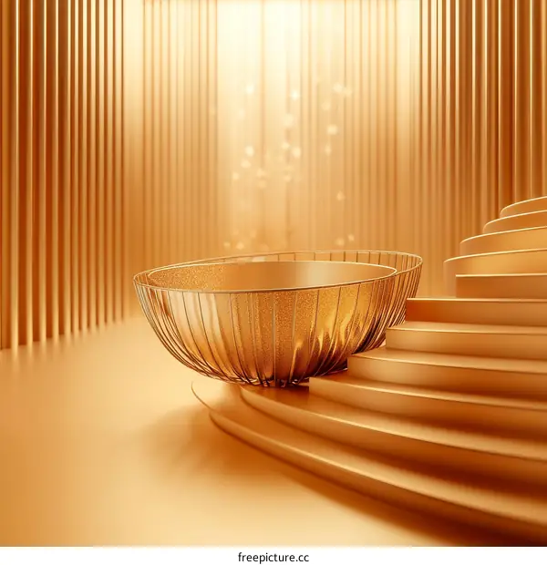 Golden Geometric Display Stairway and Bowl