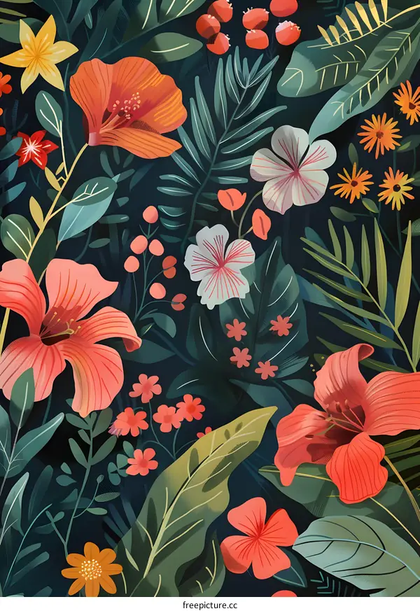 Tropical Floral Pattern Illustration