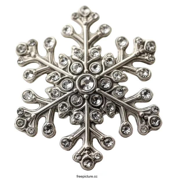 [Transparent Background PNG]Beautiful Sparkling Silver Snowflake Ornament