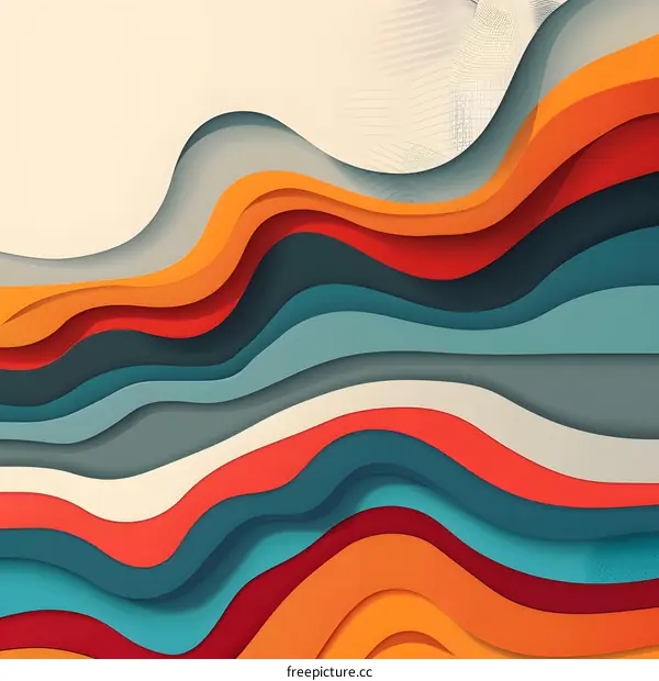 Abstract Colorful Paper Cut Background with Wavy Lines