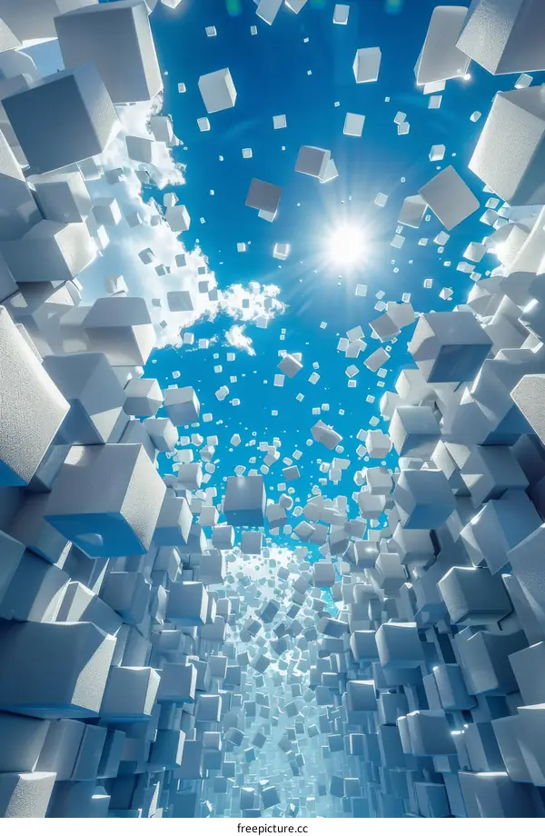 Abstract 3D Cubes Floating in Midair