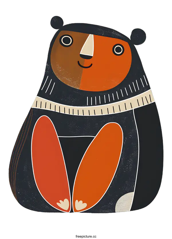 [Transparent Background PNG]Cute Bear Illustration, Modern Minimalist Animal Art, Simple Design