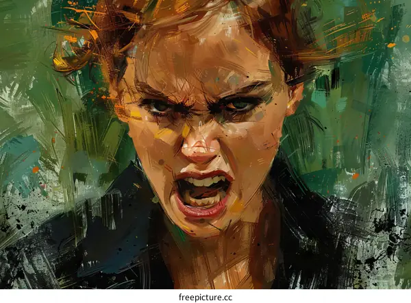 Portrait of a screaming woman