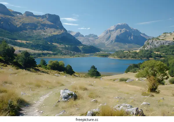 Mountains and lake in the summer