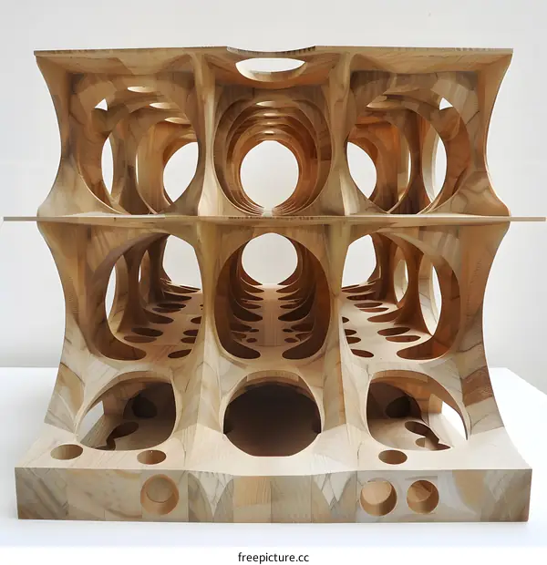 Wooden Structure with Intricate Carved Holes