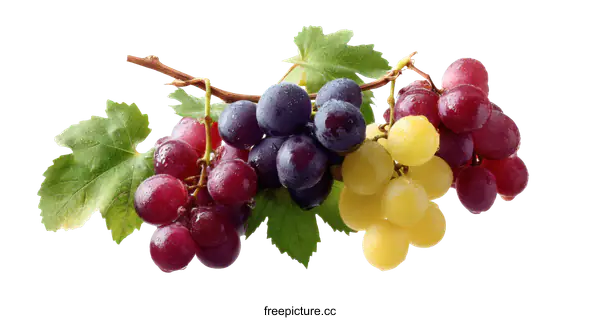 [Transparent Background PNG]Fresh Colorful Grapes on Branch