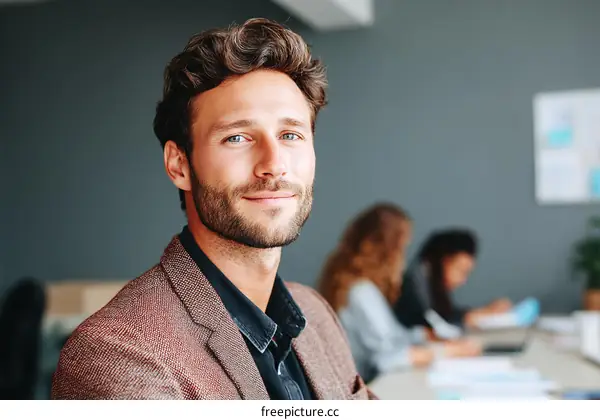 Confident Businessman in Modern Office