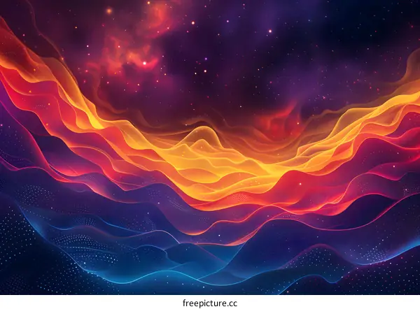 Colorful waves undulate in space