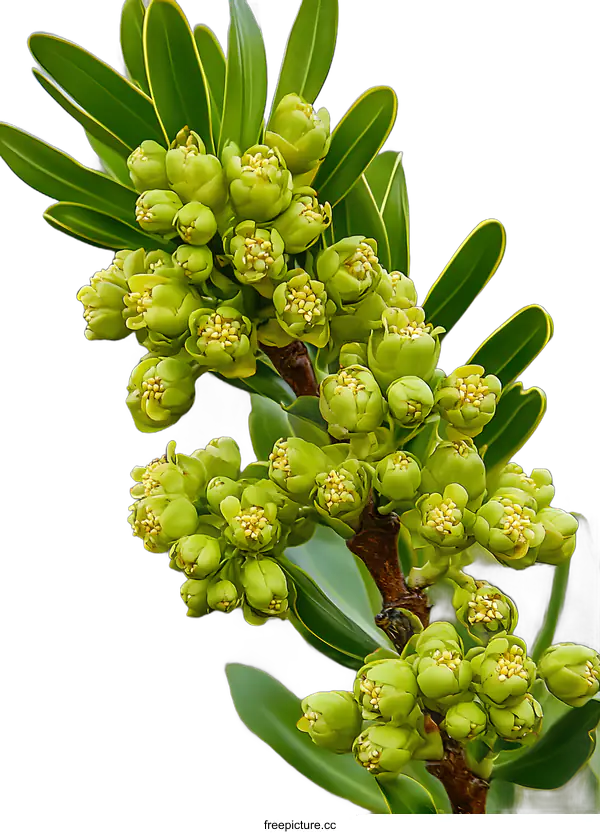 [Transparent Background PNG]Close Up of Green Buds on a Branch