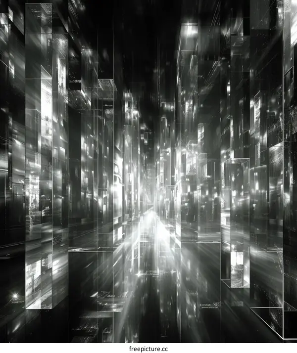 Black and white technology city