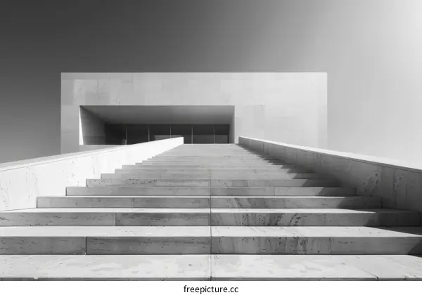 Minimalist Concrete Staircase Leading to a Modern Building