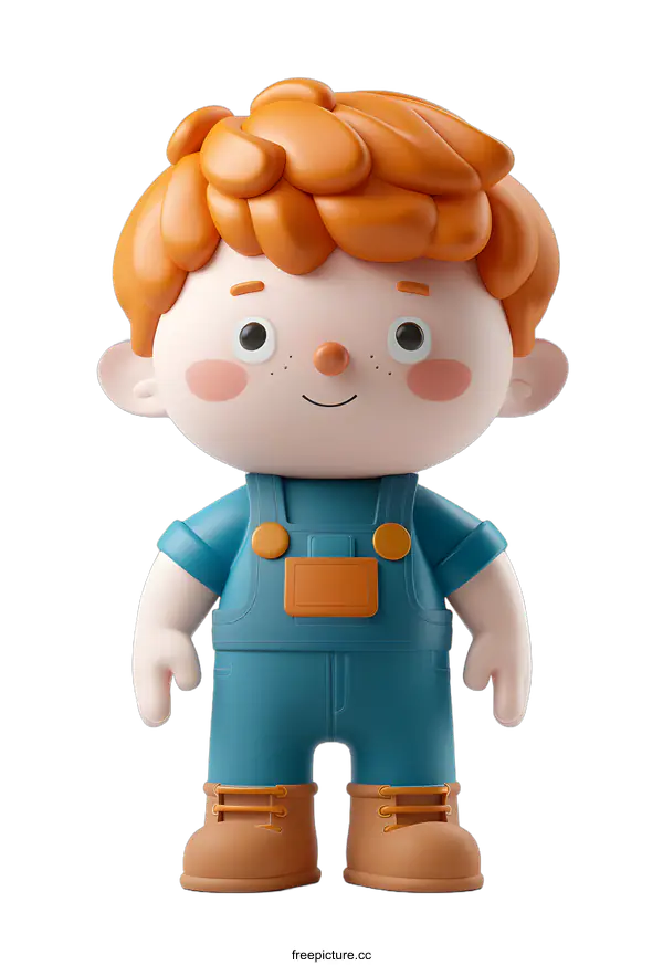[Transparent Background PNG]3D Cartoon Boy in Overalls