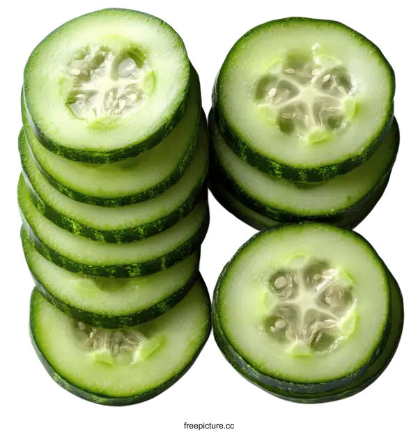 [Transparent Background PNG]Stacked Cucumber Slices Close-up