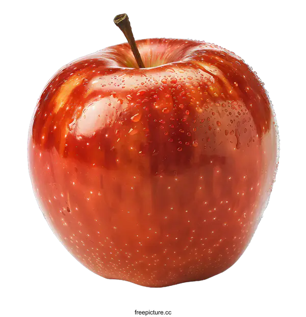 [Transparent Background PNG]Red Apple with Water Drops