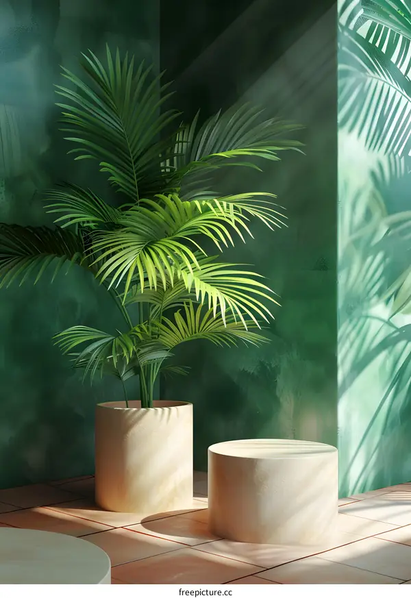 Green Wall with Plant and Podium