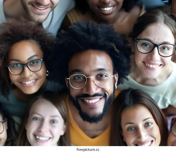 Smiling Diverse Group of Friends Looking at Camera