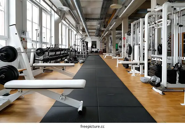 Modern Fitness Gym Interior with Equipment