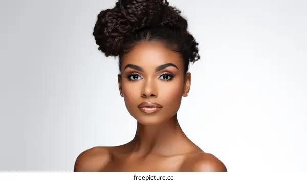 portrait of a beautiful young african american woman with curly hair