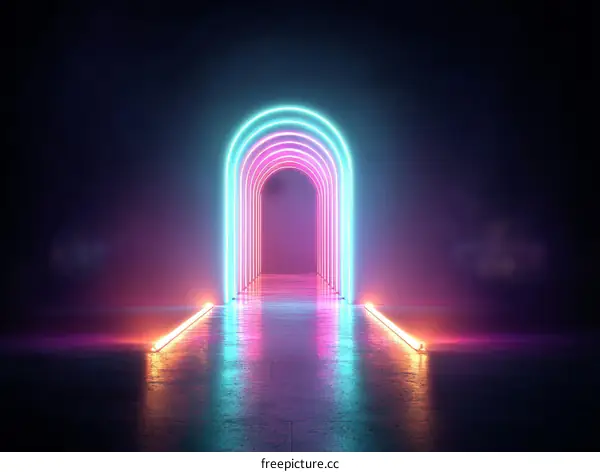 Neon Archway Futuristic Abstract Background