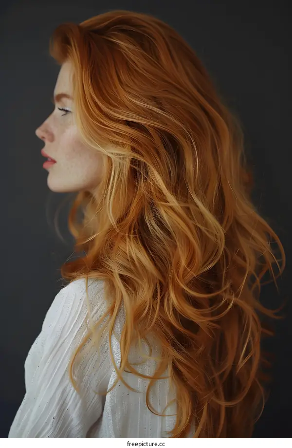 portrait of a beautiful redheaded woman in profile