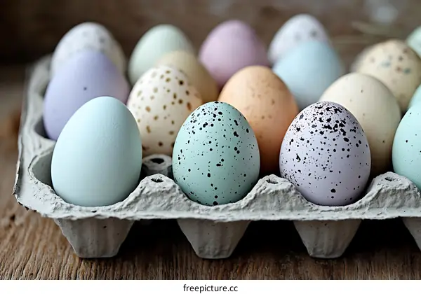 Colorful Easter Eggs in a Cardboard Carton