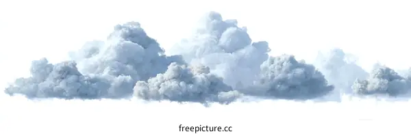 Fluffy Cloudscape Isolated on White Background