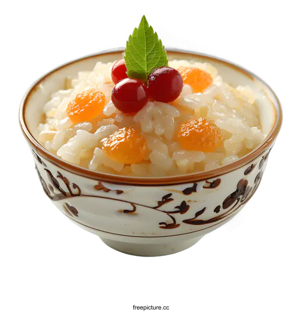 [Transparent Background PNG]A bowl of white rice with red and orange toppings