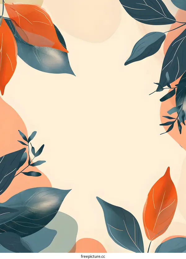 Autumn Leaves Illustration with Beige Background