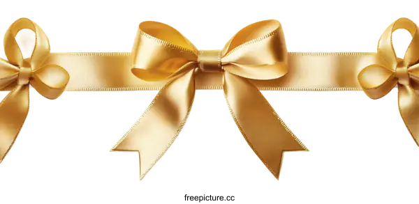 [Transparent Background PNG]Golden Ribbon Bows on a White Background