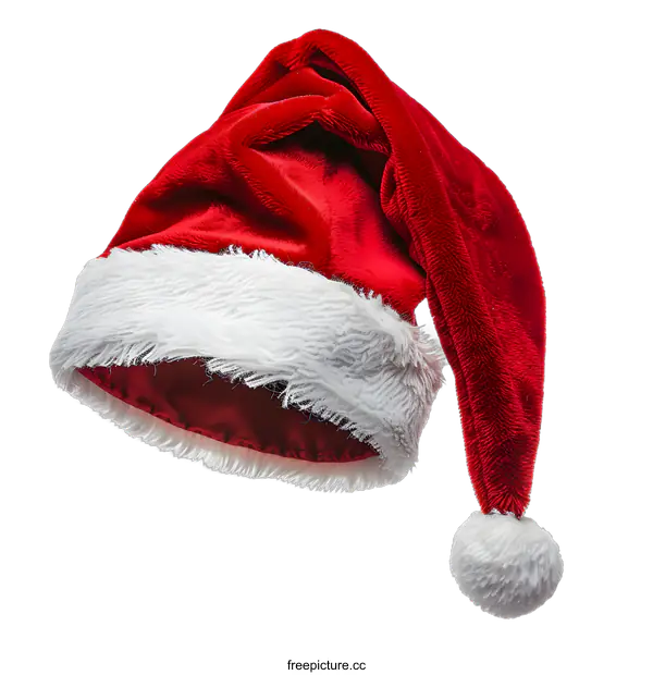 [Transparent Background PNG]Red Santa Claus Hat Isolated On White Background