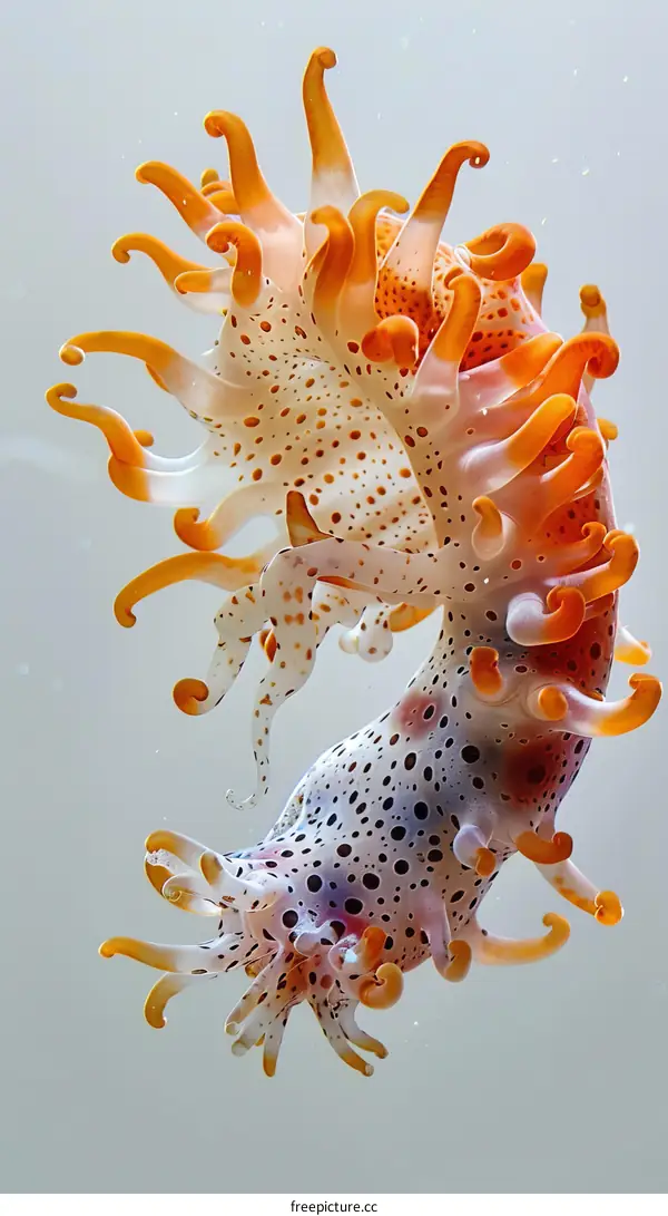 A translucent marine animal with orange tentacles