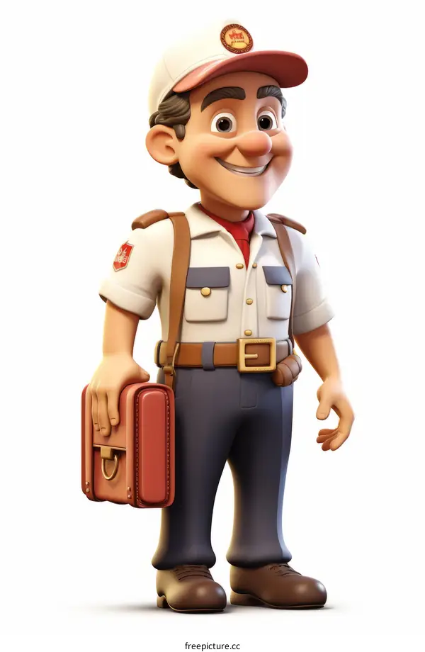 Cartoon Illustration of a Friendly Repairman