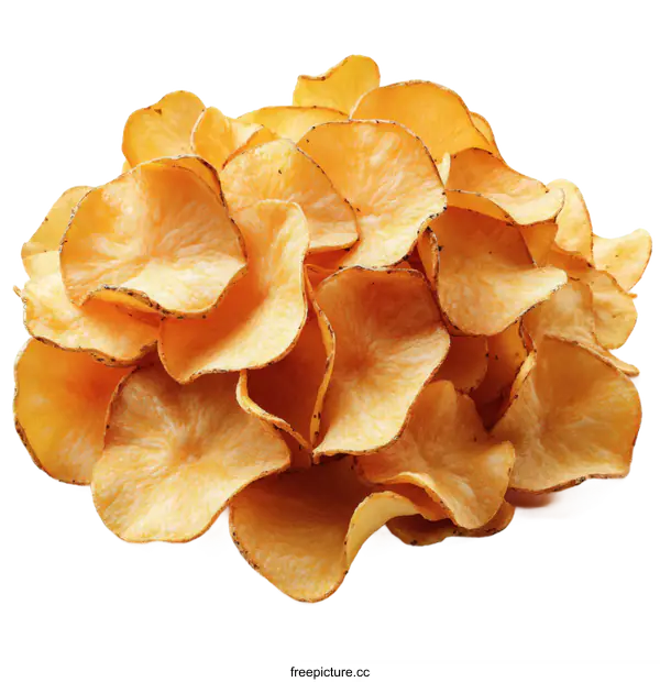 [Transparent Background PNG]Crispy Sweet Potato Chips Pile Up