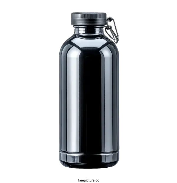 [Transparent Background PNG]High-gloss Black Water Bottle