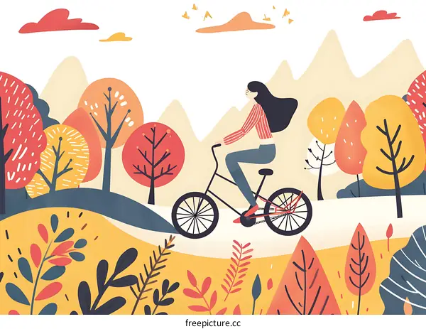 Autumn Bike Ride Through Colorful Forest