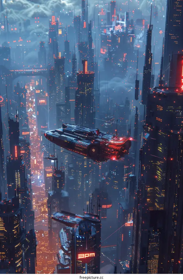 Futuristic Cyberpunk Cityscape Illustration