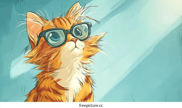 Cute Orange Cat Wearing Glasses Illustration