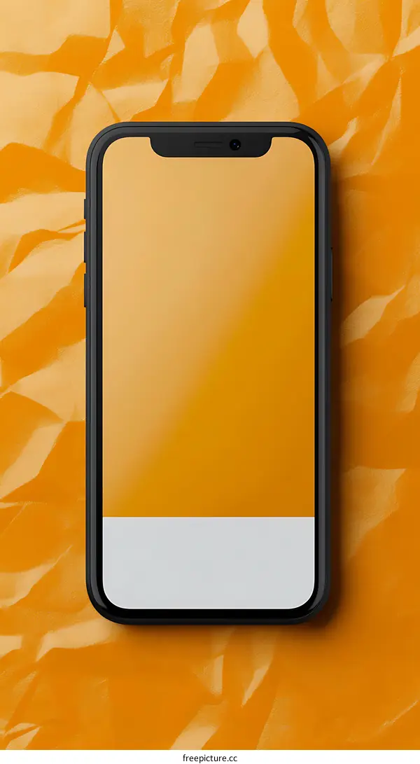 Black Smartphone on Yellow Crumpled Paper