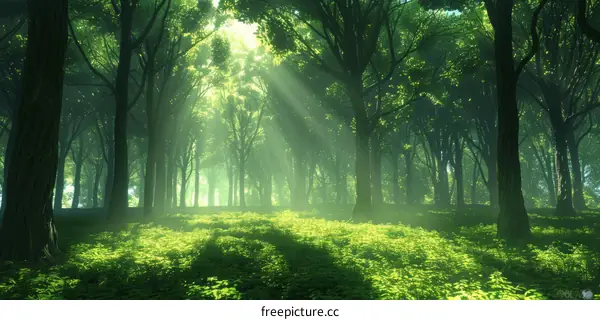 Sunbeams Through the Forest