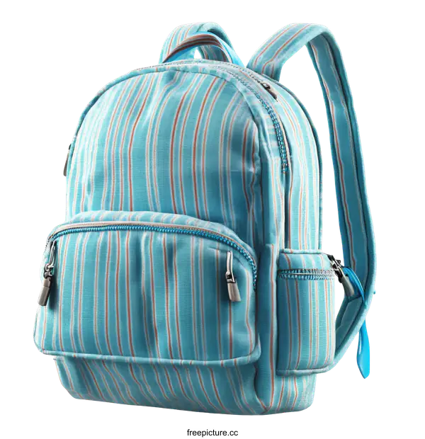 [Transparent Background PNG]Light Blue Striped Backpack Illustration