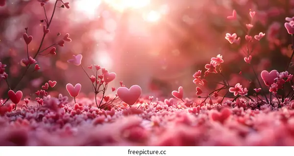 Pink flowers and heart-shaped petals
