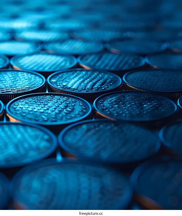 Blue Circle Pattern With Water Droplets